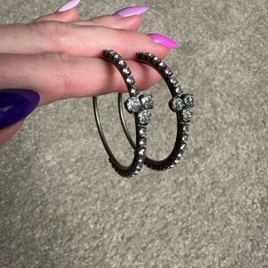 Sabika Silver Crystal Hoop Earrings